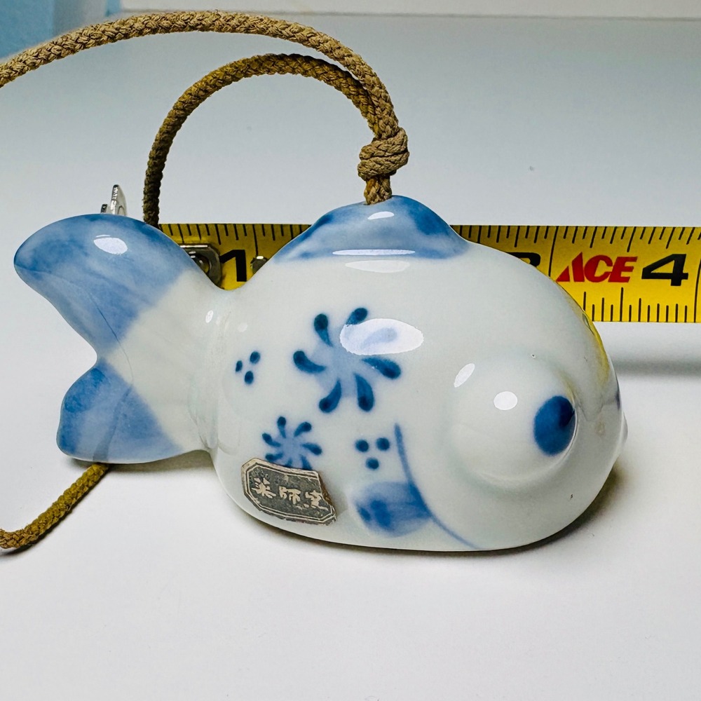 Ceramic Fish Floral Vintage Blue white nautical Chinoiserie Decor cottage coast - Picture 3 of 8